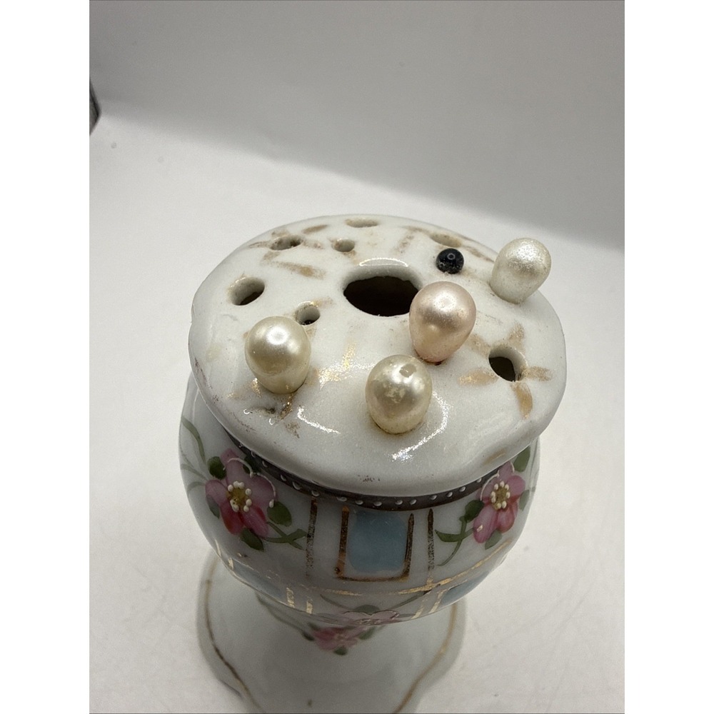 Vintage Porcelain Hand-Painted Haat Pin Holder Made in Japan with Hat Pins - Picture 8 of 12